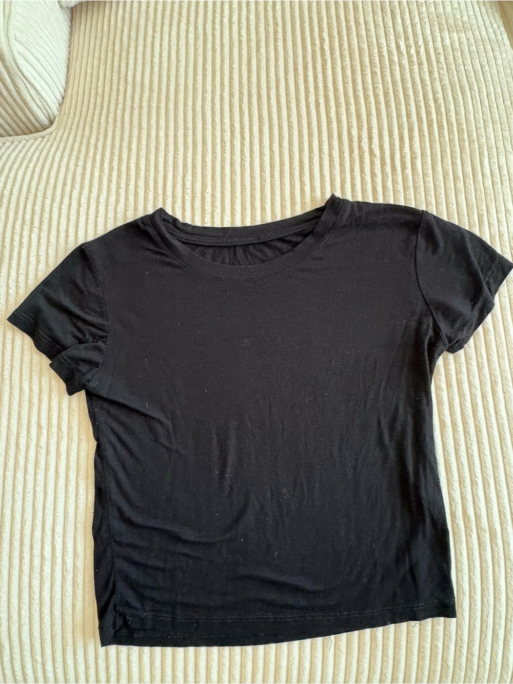 Zara Black Women's Short Sleeve Crop Tee